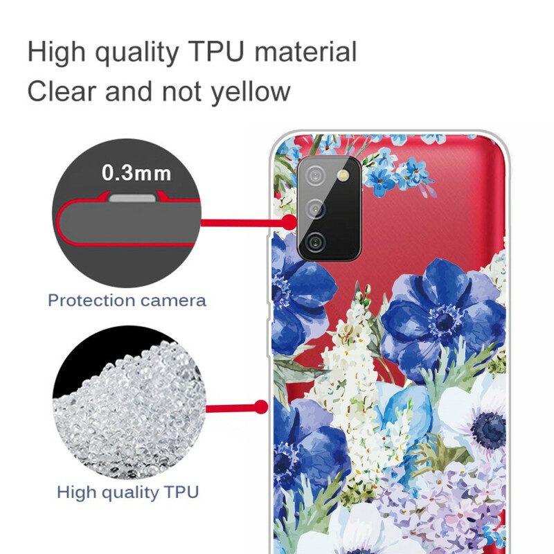 Hülle Für Samsung Galaxy A02s Nahtlose Aquarellblaue Blumen