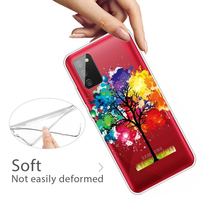 Hülle Für Samsung Galaxy A02s Nahtloser Aquarellbaum