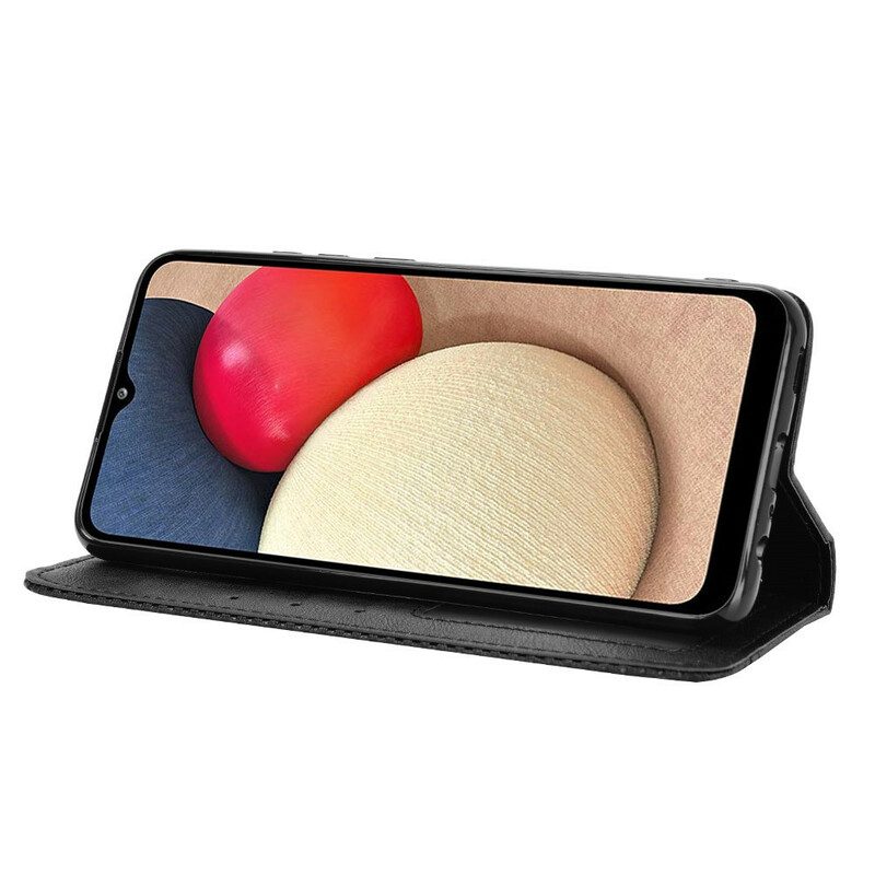 Schutzhülle Für Samsung Galaxy A02s Flip Case Stilisierter Vintage-ledereffekt