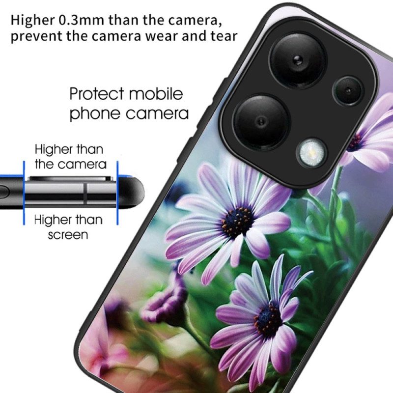 Hülle Xiaomi Redmi Note 13 Pro 4g Handyhülle Lila Chrysanthemen-hartglas