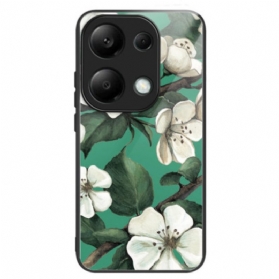 Hülle Xiaomi Redmi Note 13 Pro 4g Handyhülle Weiße Blumen Aus Gehärtetem Glas