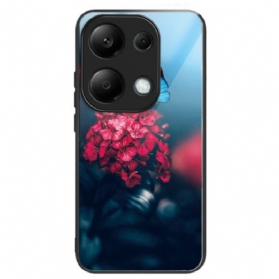 Hülle Xiaomi Redmi Note 13 Pro 4g Rote Blumen Und Schmetterlinge Aus Gehärtetem Glas