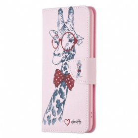 Lederhüllen Für Xiaomi Redmi Note 13 Pro 4g Intellektuelle Giraffe