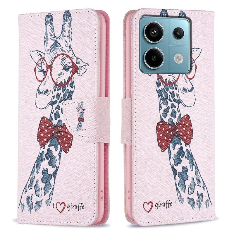 Lederhüllen Für Xiaomi Redmi Note 13 Pro 4g Intellektuelle Giraffe