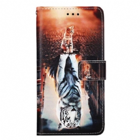 Lederhüllen Xiaomi Redmi Note 13 Pro 4g Handyhülle Katze Und Tiger Mit Riemen