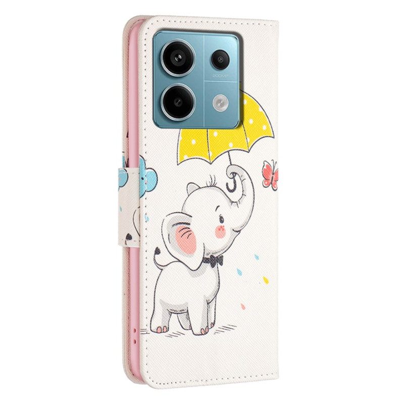 Lederhüllen Xiaomi Redmi Note 13 Pro 4g Regenschirm Und Elefant