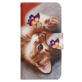 Lederhüllen Xiaomi Redmi Note 13 Pro 4g Schmetterling Und Katze