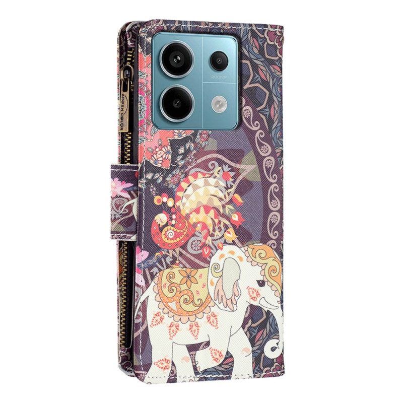 Lederhüllen Xiaomi Redmi Note 13 Pro 4g Tribal Elefanten-geldbörse Mit Riemen