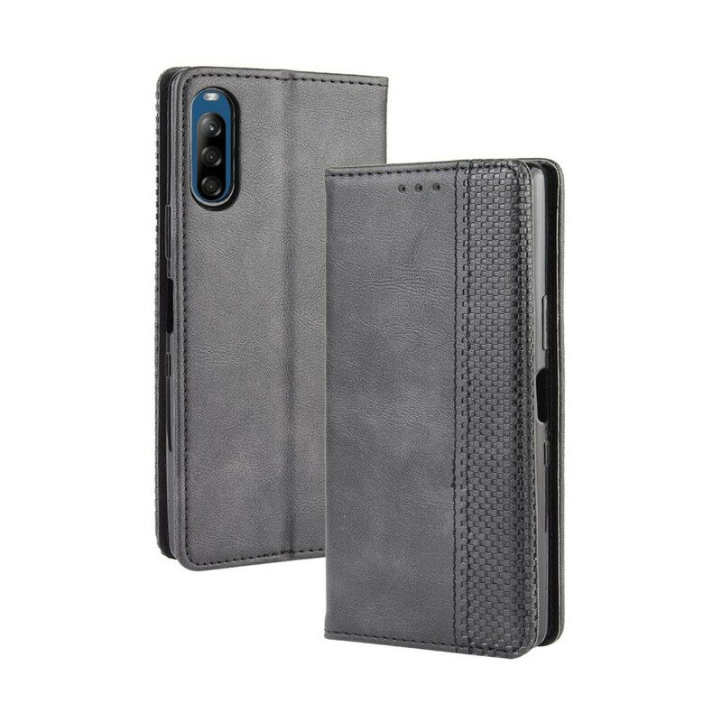 Schutzhülle Für Sony Xperia L4 Flip Case Stilisierter Vintage-ledereffekt