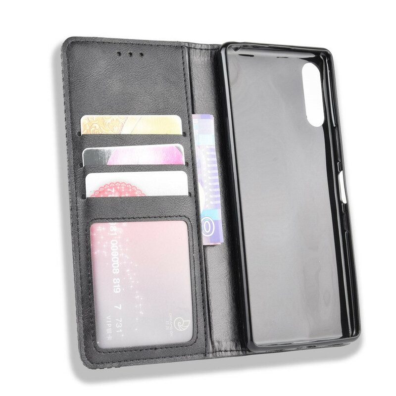 Schutzhülle Für Sony Xperia L4 Flip Case Stilisierter Vintage-ledereffekt