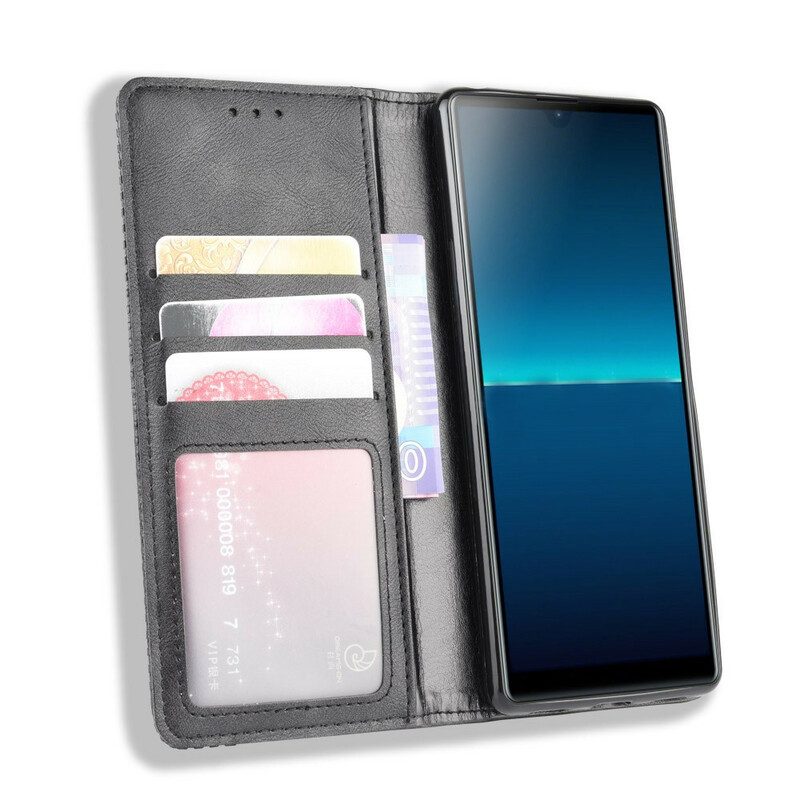 Schutzhülle Für Sony Xperia L4 Flip Case Stilisierter Vintage-ledereffekt