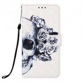 Flip Case Für Samsung Galaxy A40 Blumiger Totenkopf