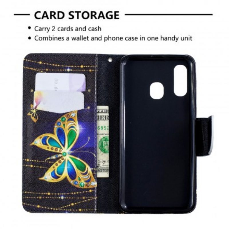 Flip Case Für Samsung Galaxy A40 Magischer Schmetterling