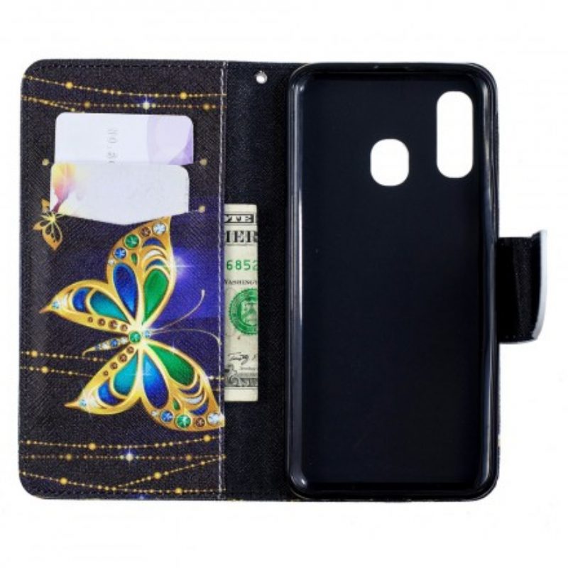 Flip Case Für Samsung Galaxy A40 Magischer Schmetterling