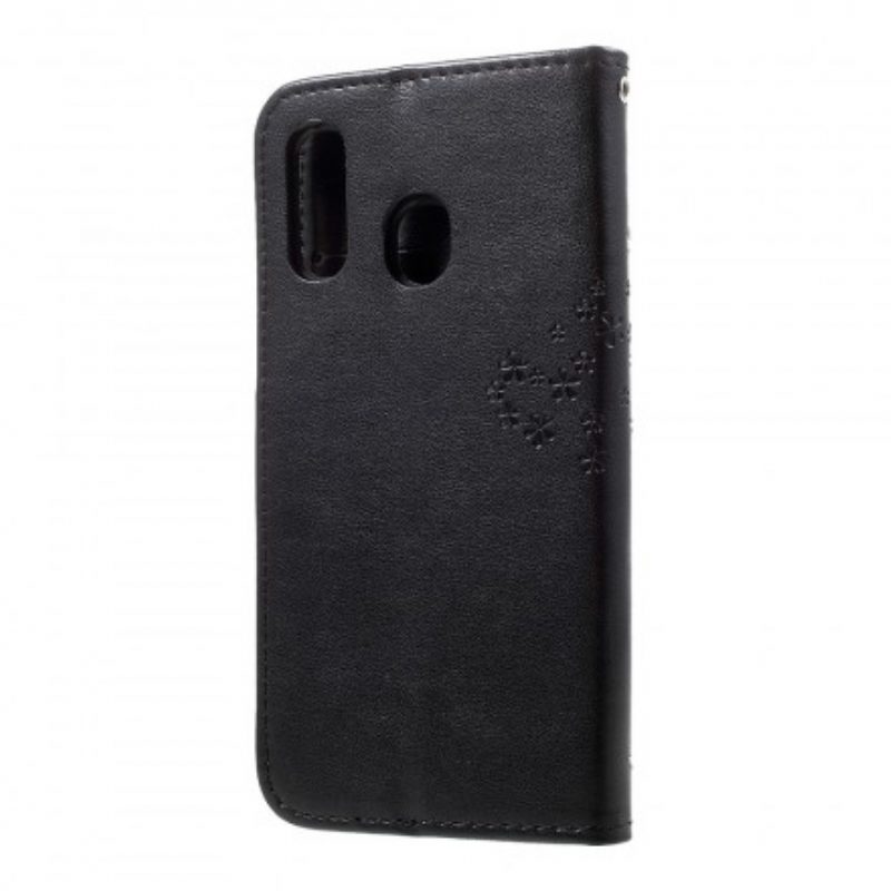 Flip Case Für Samsung Galaxy A40 Mit Kordel Tangabaum Und Eulen