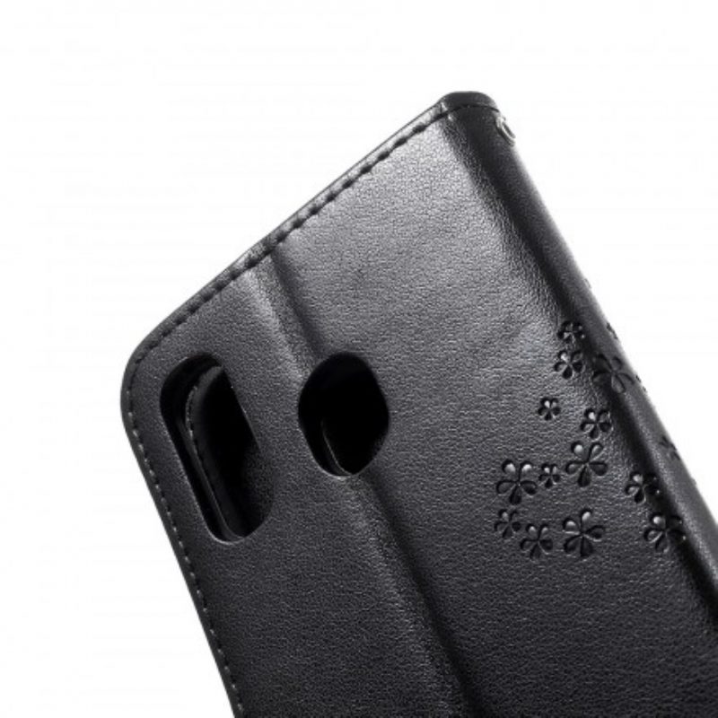 Flip Case Für Samsung Galaxy A40 Mit Kordel Tangabaum Und Eulen