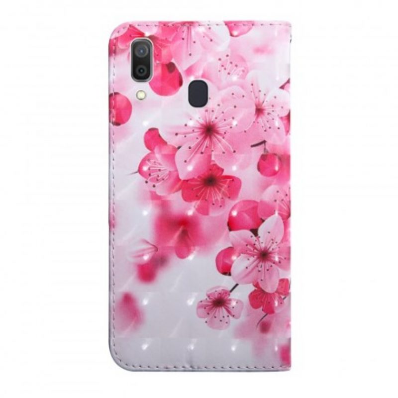 Flip Case Für Samsung Galaxy A40 Pinke Blumen