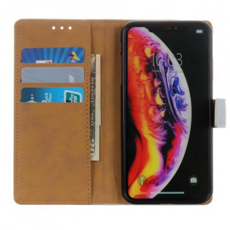 Flip Case Für Samsung Galaxy A40 Schlichtes Kunstleder