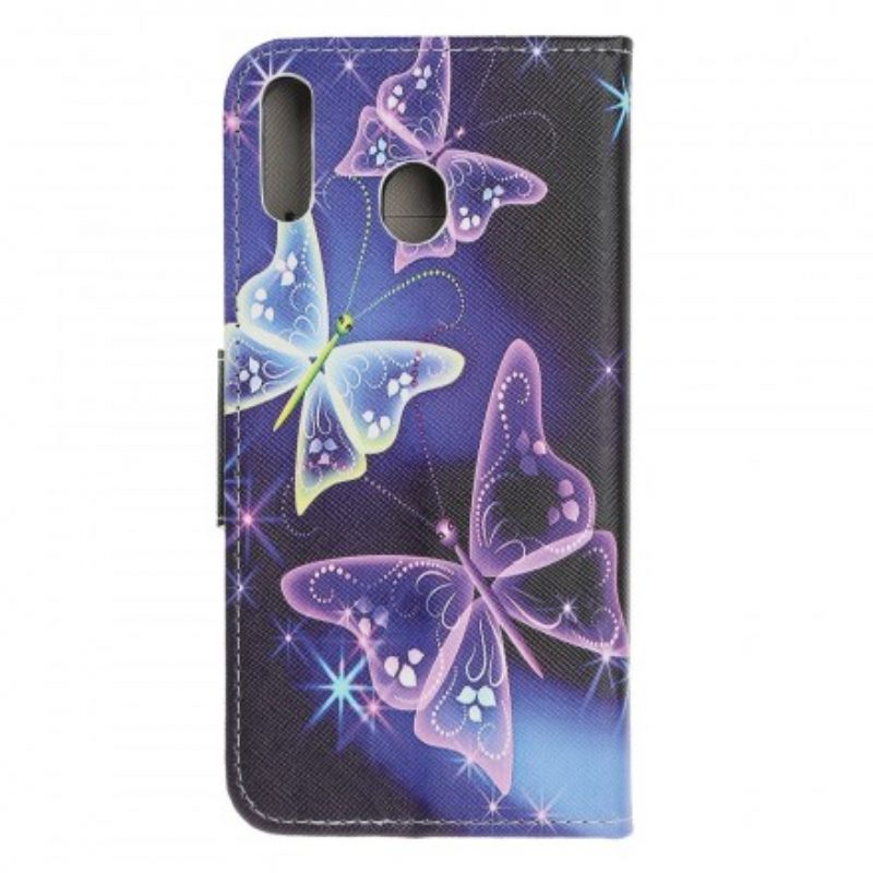 Flip Case Für Samsung Galaxy A40 Schmetterlinge Und Blumen