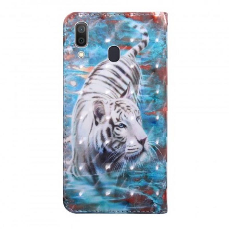 Flip Case Für Samsung Galaxy A40 Tiger Im Wasser