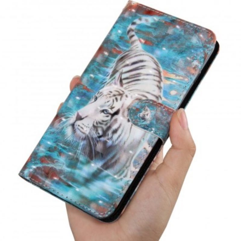 Flip Case Für Samsung Galaxy A40 Tiger Im Wasser