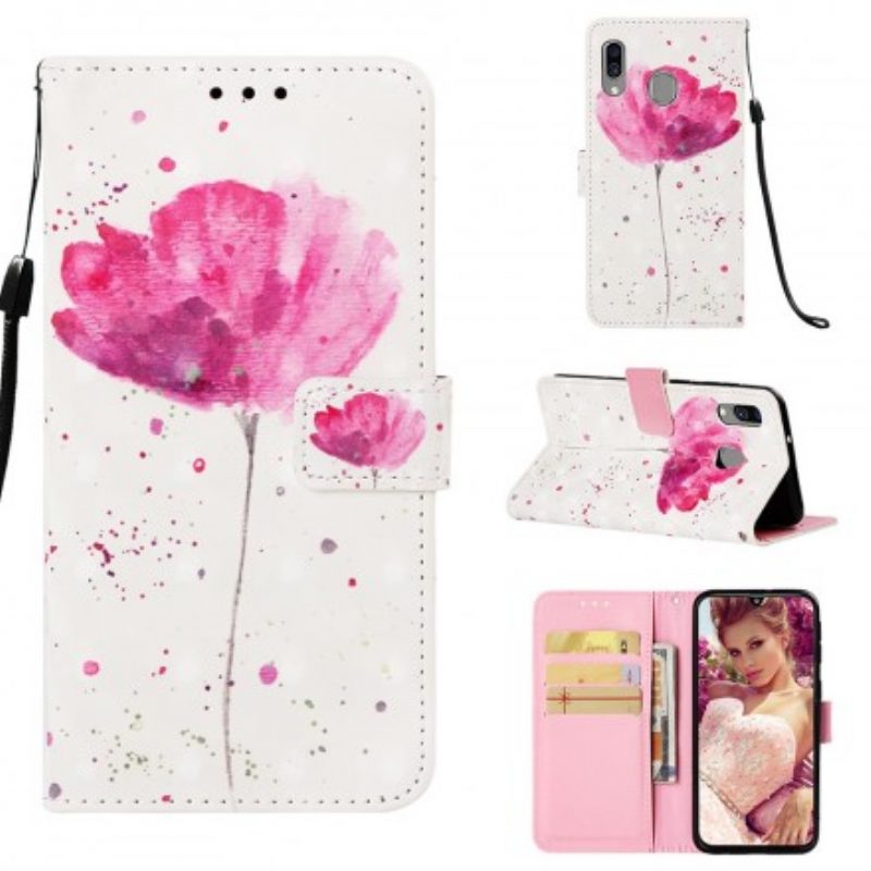 Hülle Flip Case Für Samsung Galaxy A40 Aquarellmohn