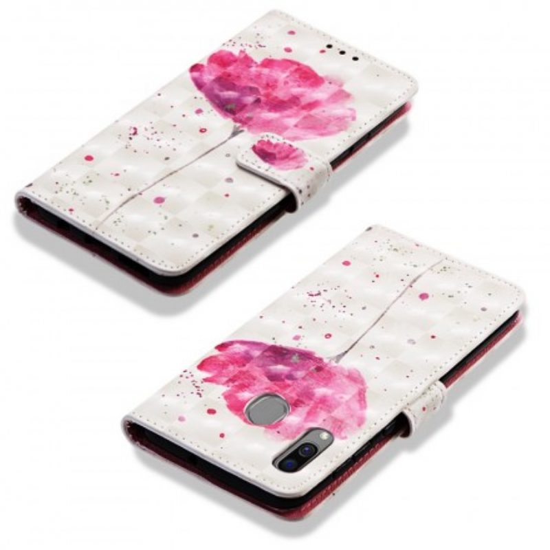 Hülle Flip Case Für Samsung Galaxy A40 Aquarellmohn