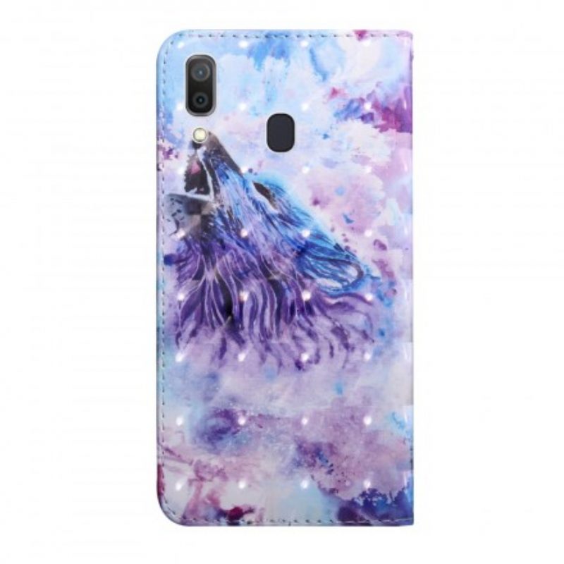 Lederhüllen Für Samsung Galaxy A40 Aquarell-wolf