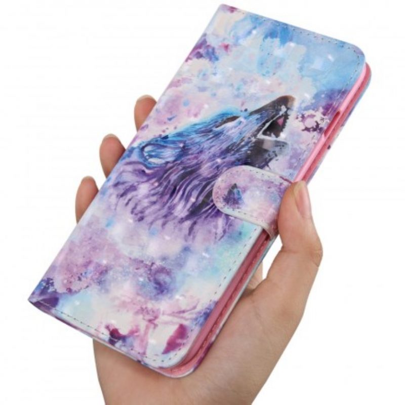 Lederhüllen Für Samsung Galaxy A40 Aquarell-wolf