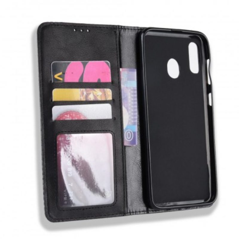 Schutzhülle Für Samsung Galaxy A40 Flip Case Stilisierter Vintage-ledereffekt