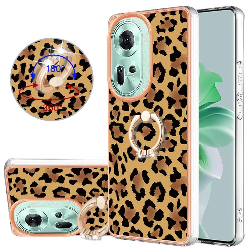 Hülle Oppo Reno 11 5g Handyhülle Ringhalter Mit Leopardenmuster