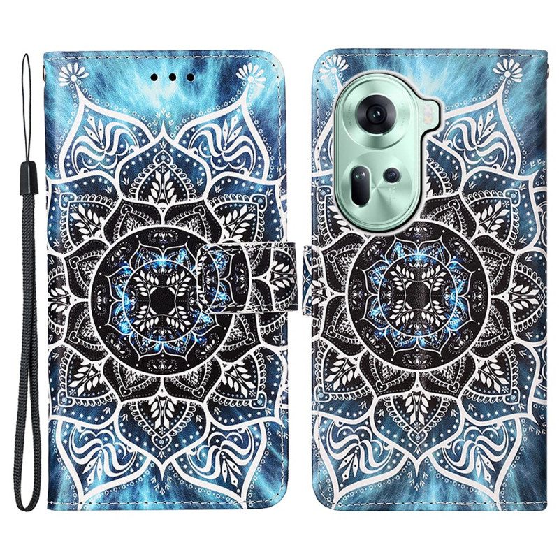 Lederhüllen Für Oppo Reno 11 5g Mandala-blume Mit Riemen