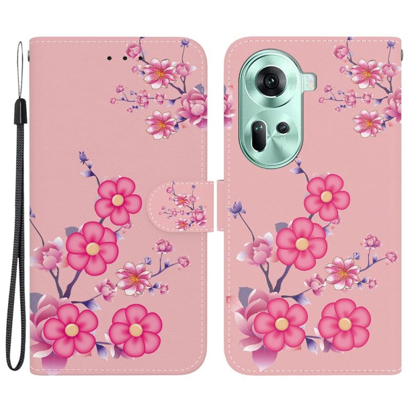 Lederhüllen Oppo Reno 11 5g Handyhülle Sakura Mit Riemen