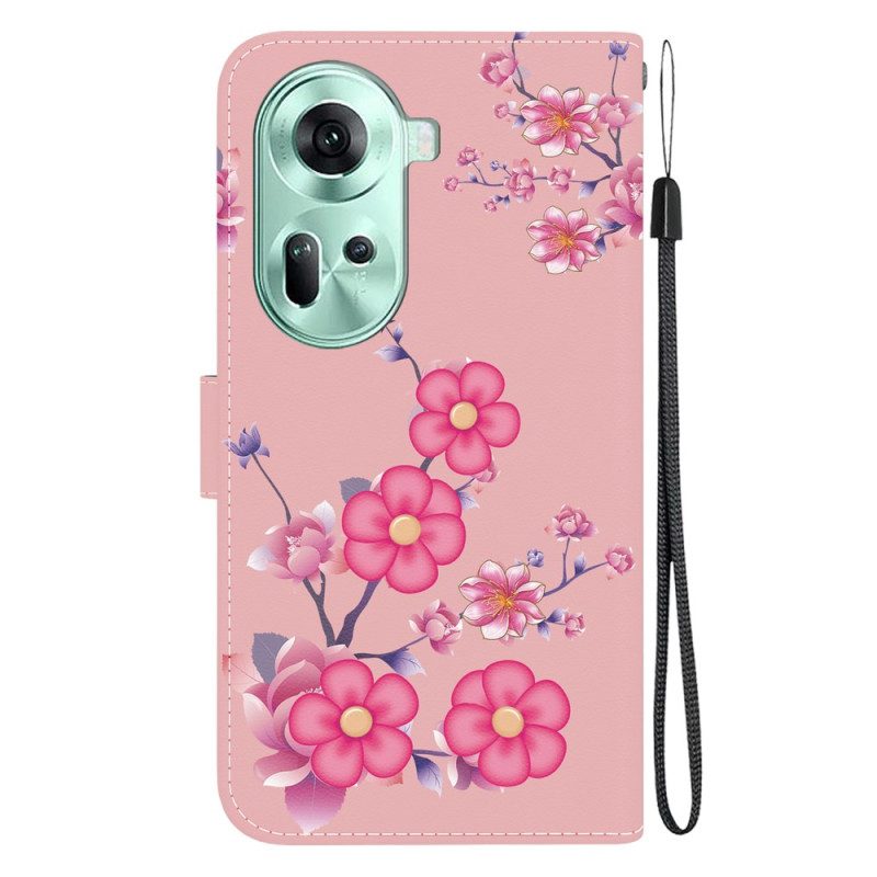 Lederhüllen Oppo Reno 11 5g Handyhülle Sakura Mit Riemen