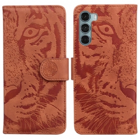 Flip Case Für Moto G200 5G Tiger-gesichtsdruck