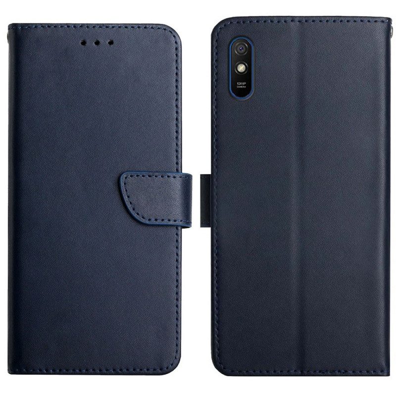 Flip Case Für Xiaomi Redmi 9A Echtes Nappaleder