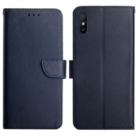 Flip Case Für Xiaomi Redmi 9A Echtes Nappaleder