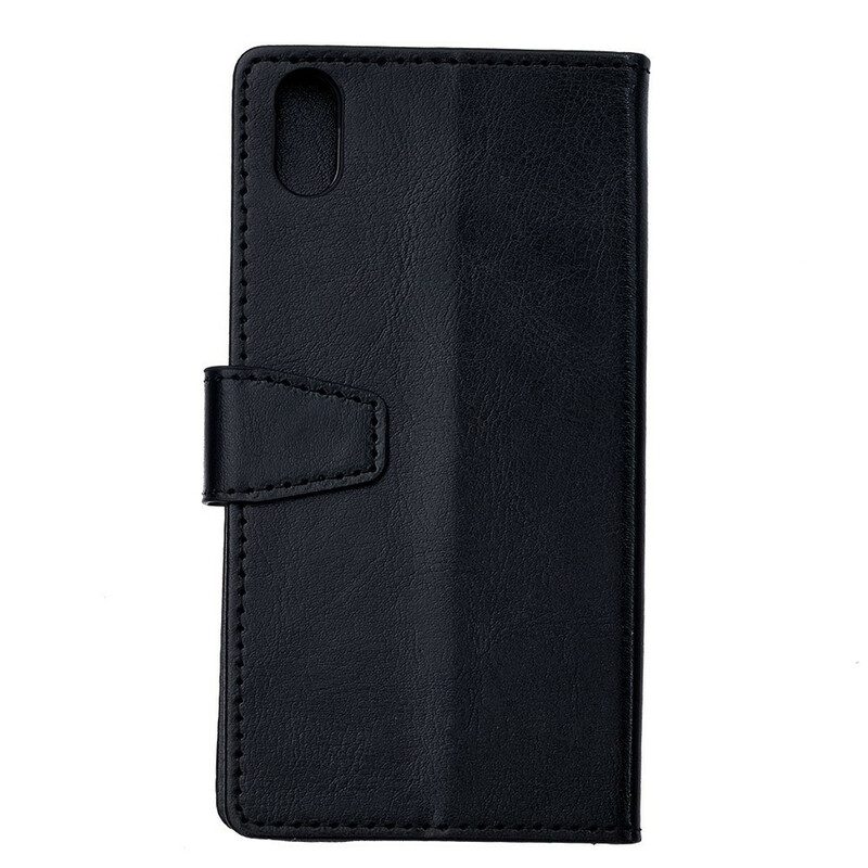 Flip Case Für Xiaomi Redmi 9A Einfacher Glänzender Ledereffekt