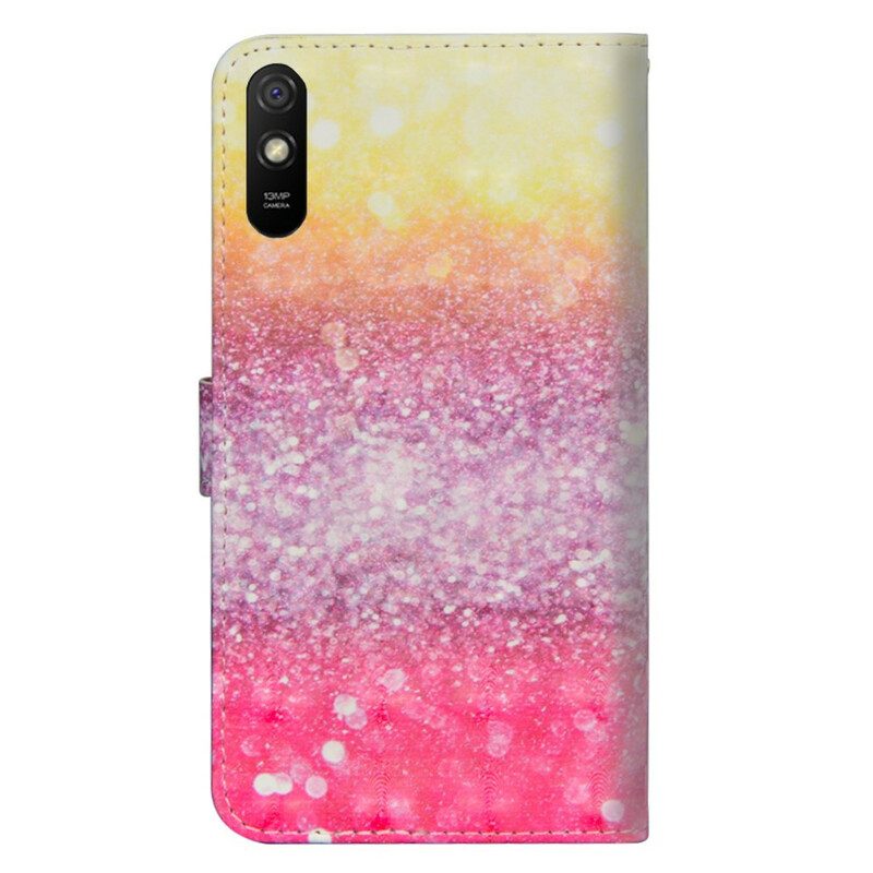 Flip Case Für Xiaomi Redmi 9A Magenta-glitzer-farbverlauf