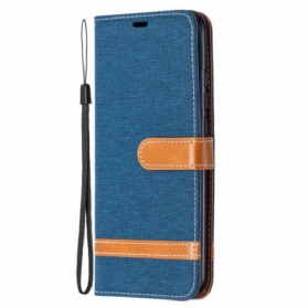 Flip Case Für Xiaomi Redmi 9A Mit Kordel Armband In Stoff- Und Lederoptik