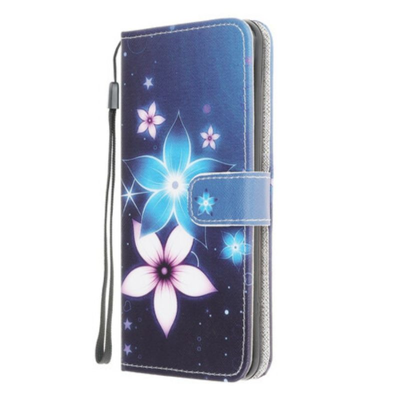 Flip Case Für Xiaomi Redmi 9A Mit Kordel Mondriemenblumen