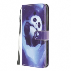 Flip Case Für Xiaomi Redmi 9A Mit Kordel Panda Space Mit Schlüsselband