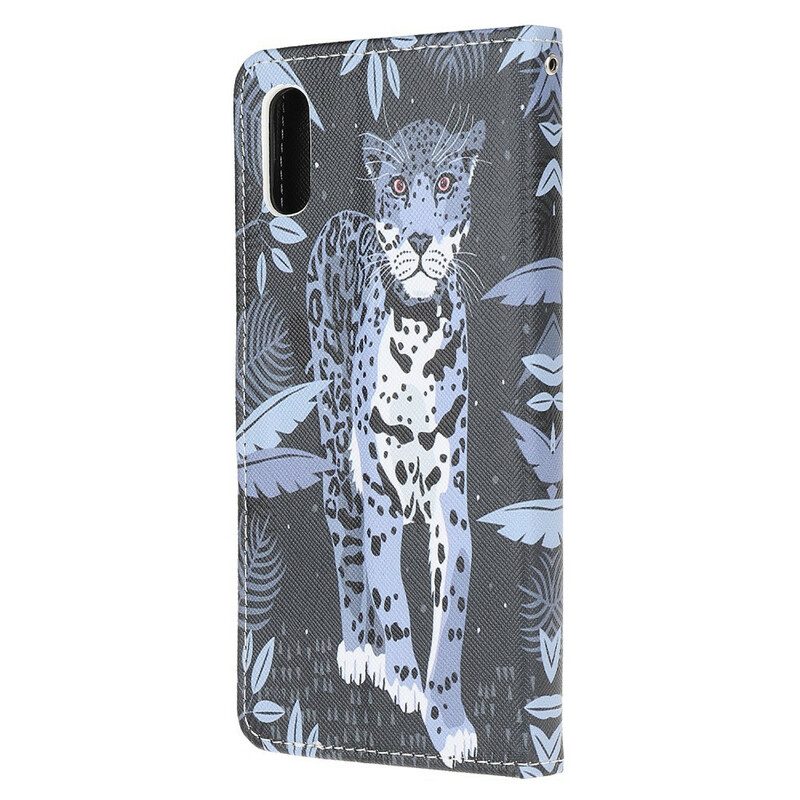 Flip Case Für Xiaomi Redmi 9A Mit Kordel Riemchen-leopard