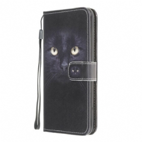 Flip Case Für Xiaomi Redmi 9A Mit Kordel Riemchenförmige Schwarze Katzenaugen