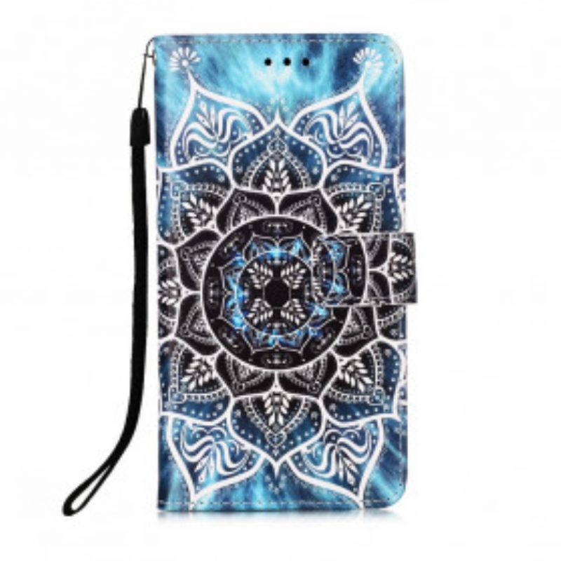 Flip Case Für Xiaomi Redmi 9A Mit Kordel Schwarzes Riemchen-mandala