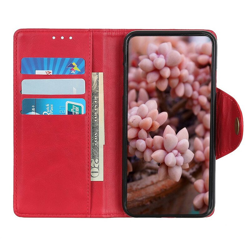 Flip Case Für Xiaomi Redmi 9A Vintage Kunstleder Und Knopf