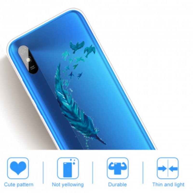 Handyhülle Für Xiaomi Redmi 9A Wunderschöne Blaue Feder