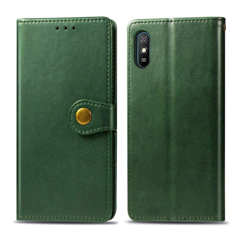 Lederhüllen Für Xiaomi Redmi 9A Kunstleder Und Vintage-verschluss