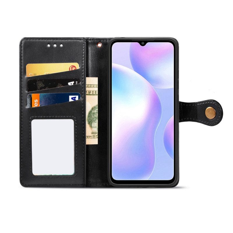 Lederhüllen Für Xiaomi Redmi 9A Kunstleder Und Vintage-verschluss