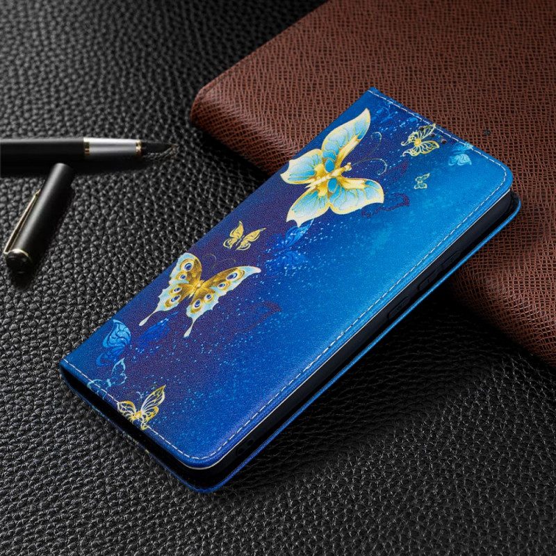 Schutzhülle Für Xiaomi Redmi 9A Flip Case Blaue Schmetterlinge